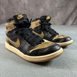 Nike Air Jordan 1 Retro High OG Black Metallic Gold Sneakers 575441-007 Size 3Y